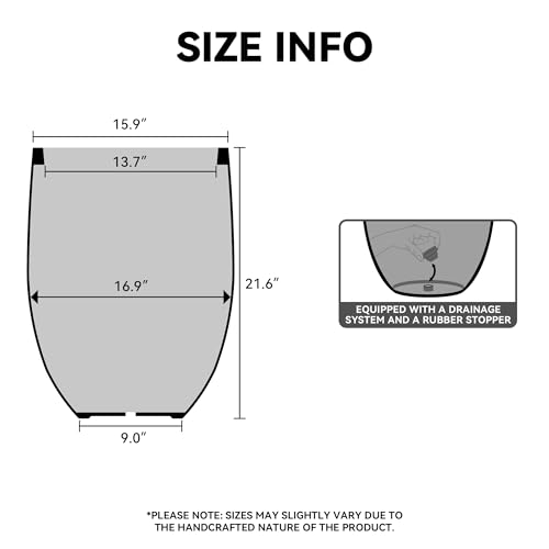 Kante Large Round Bullet White Concrete Planter 21.7" Tall, Outdoor - color: White, size: 21.7 Inch Tall