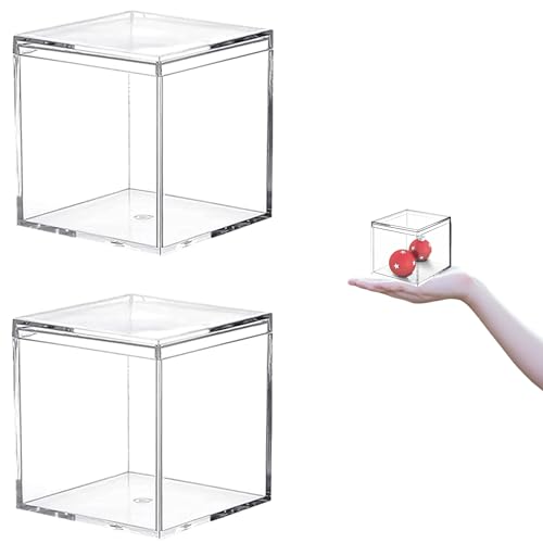 2‑Pack Small Acrylic Square Cube Box with Lid, 2.17 x 2.17 x 2.17 Inch - size: 2.17 x 2.17 x 2.17 Inch