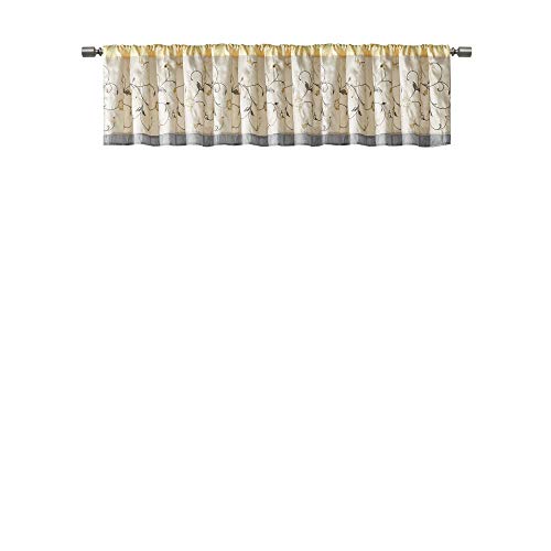 Madison Park Embroidered Window Valance, 50"x18", Yellow - color: Yellow, size: 18"W x 50"L (Pack of 1)
