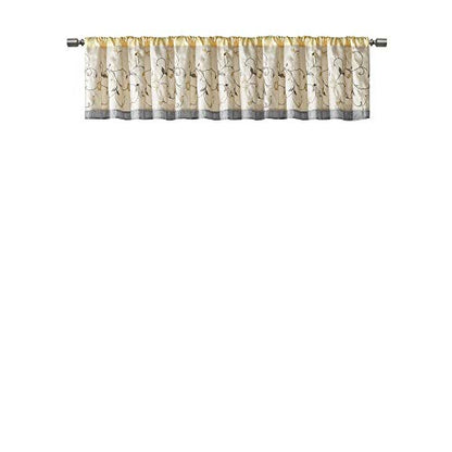 Madison Park Embroidered Window Valance, 50"x18", Yellow - color: Yellow, size: 18"W x 50"L (Pack of 1)