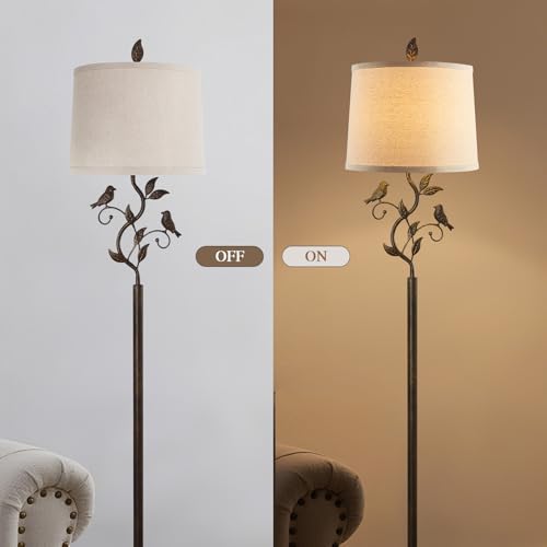63" Farmhouse Iron Leaf Floor Lamp for Living Room - color: Brass