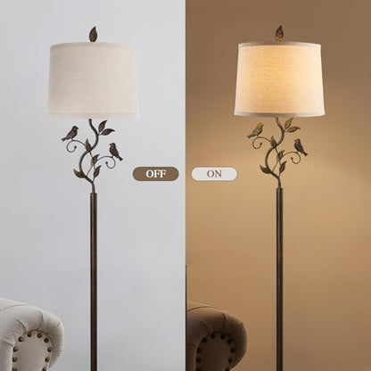 63" Farmhouse Iron Leaf Floor Lamp for Living Room - color: Brass