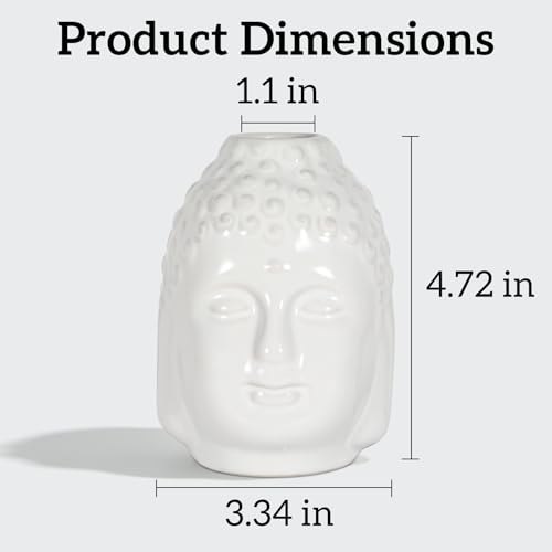 Nawaza Ceramic Flower Vase 4.7" Small White Farmhouse Table Vase - color: White-v24