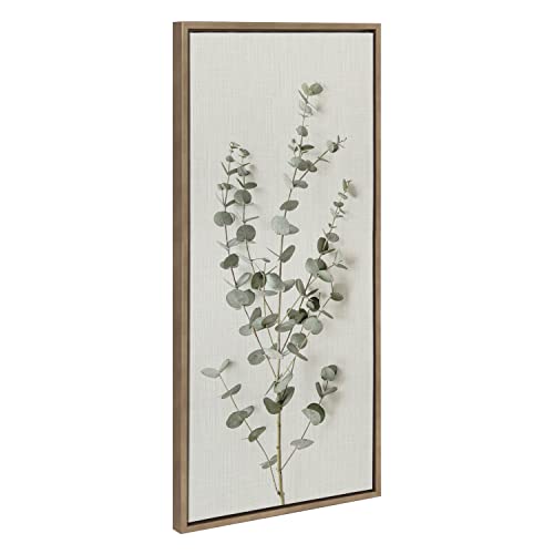 Kate and Laurel Sylvie Eucalyptus Botanical I Framed Canvas Wall Art by The Creative Bunch Studio; 18x40 Panel Gold; Decorative Plant Art - color: Gold