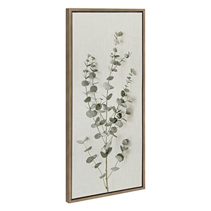 Kate and Laurel Sylvie Eucalyptus Botanical I Framed Canvas Wall Art by The Creative Bunch Studio; 18x40 Panel Gold; Decorative Plant Art - color: Gold