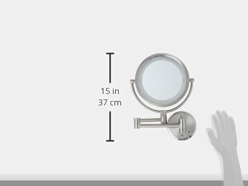 JERDON Hardwired Wall-Mount Makeup Mirror - 8X/1X - Nickel - HL88NLD - color: Nickel Direct Wire