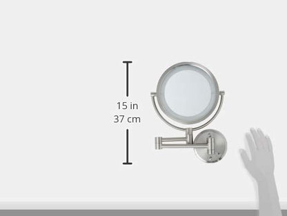 JERDON Hardwired Wall-Mount Makeup Mirror - 8X/1X - Nickel - HL88NLD - color: Nickel Direct Wire