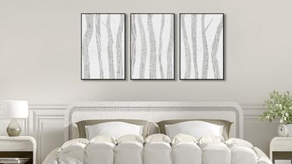 Large Framed Birch Tree Wall Art, Gray Abstract Forest Prints, 20"x28"x3 - color: gray, size: 20" X 28" X 3pcs Framed