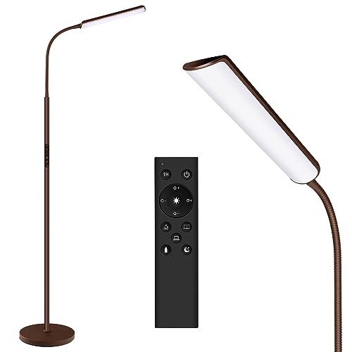 Dimunt LED Floor Lamp, Stepless Adjustable 3000K-6000K Colors, Brown - color: Brown
