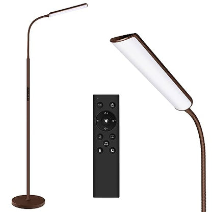 Dimunt LED Floor Lamp, Stepless Adjustable 3000K-6000K Colors, Brown - color: Brown