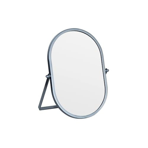 Oval Vanity Mirror with Stand,Metal Frame, (Sliver, 5.9 x 8.9 inches) - color: Sliver, size: 8.9"L x 5.9"W