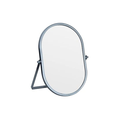 Oval Vanity Mirror with Stand,Metal Frame, (Sliver, 5.9 x 8.9 inches) - color: Sliver, size: 8.9"L x 5.9"W