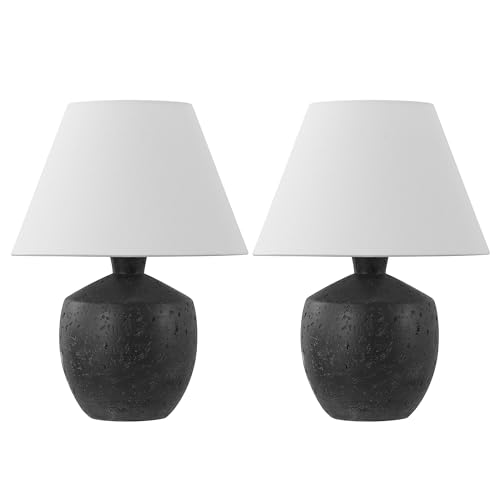 JONATHAN Y Myron 18" Concrete Effect Table Lamp, Black, Set of 2 - color: Black