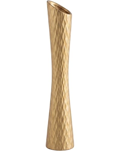 Gold Ceramic Vase 16" Tall Table Vase, Skinny Long Vase for Pampas Grass, Modern Minimalist Style Flower Vase for Living Room, Home, Office, Centerpiece, Table, Wedding Party - color: Tall-gold