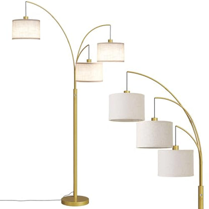SUNMORY 3 Lights Floor Lamps for Living Room，78" Tall Arc Standing Lamp - color: Gold (Rotary Switch)