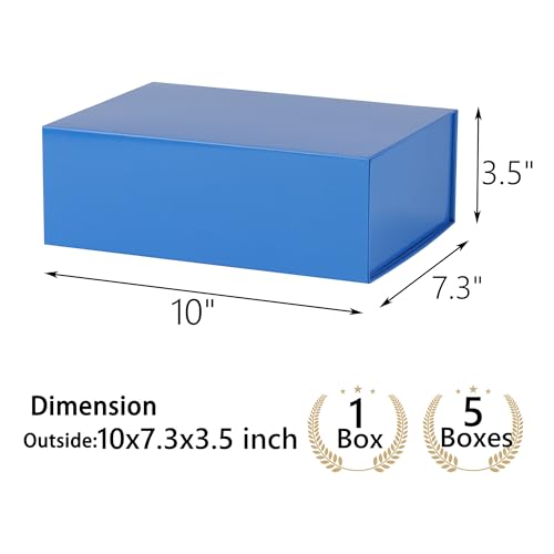 Blue Gift Box,10x7.3x3.5 Gift Boxes With Lids For Presents Includes Ribbon And Diy Printable Sticker Paper,Bridesmaid Proposal Box,Magnetic Gift Box For Birthday,Wedding,Graduation - color: 10x7.3x3.5inch-Blue-Pack 1
