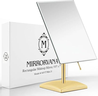 MIRRORVANA Large Free Standing Mirror, Frameless, 9.8" x 7" (Gold) - color: Gold