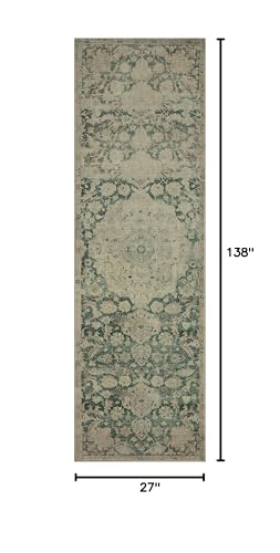 Loloi Magnolia Home Sinclair Jade/Sand 2'-3" x 11'-6" Runner Rug - color: Jade / Sand, size: 2'3" x 11'6" (Rectangular)