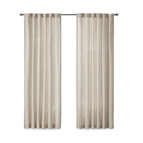 Madison Park Linen Blend Curtain, Thermal Insulated, 1 Panel 50x84 Natural - color: Rod Pocket, Solid Natural, size: 50"W x 84"L (Pack of 1)