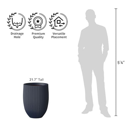 Kante Large Round Bullet Charcoal Concrete Planter 21.7" Tall, Outdoor - color: Charcoal, size: 21.7 Inch Tall