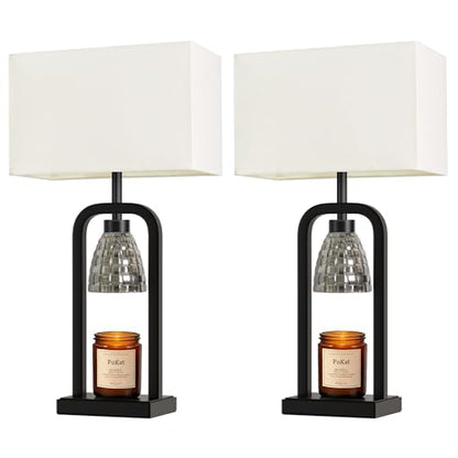 PoKat 21.5'' Matte Black Table Lamps Set of 2 with Candle Warmer & Gift Box - color: Set of 2 - Black