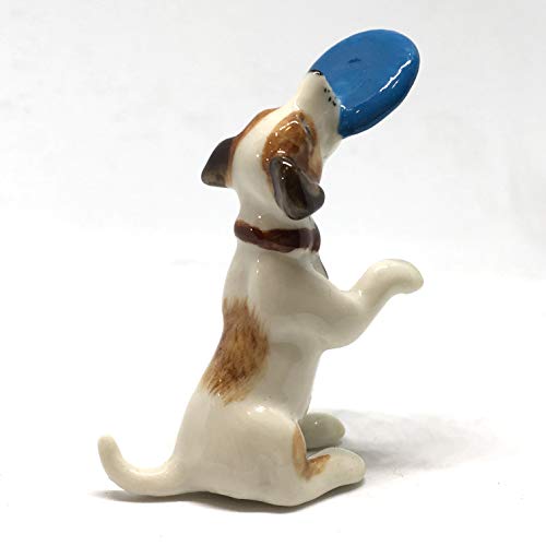 Handmade Ceramic White/Brown Jack Russell Figurine, Shelf Decor