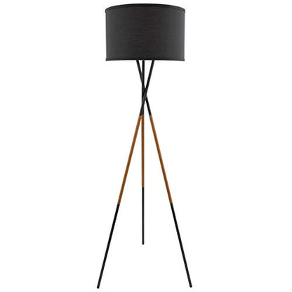 Kira Home Sadie 61" Mid-Century Modern Tripod Tall Floor Lamp - color: Black Finish,Black Shade
