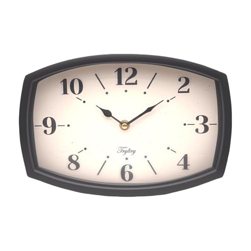 Small Wall Clock Silent Retro Rectangular Clock Black Rectangle - color: Black
