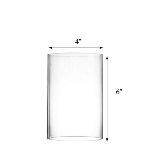 CYS EXCEL 2 PCS (H:6" D:4") Open Ended Clear Glass Hurricane Candleholder Tube Lamp Shade Open Flame Candlestick Holder Chimney Tube Cover Bottomless Cylinder - size: 4" wide x 6" tall