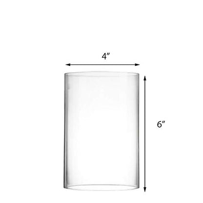 CYS EXCEL 2 PCS (H:6" D:4") Open Ended Clear Glass Hurricane Candleholder Tube Lamp Shade Open Flame Candlestick Holder Chimney Tube Cover Bottomless Cylinder - size: 4" wide x 6" tall