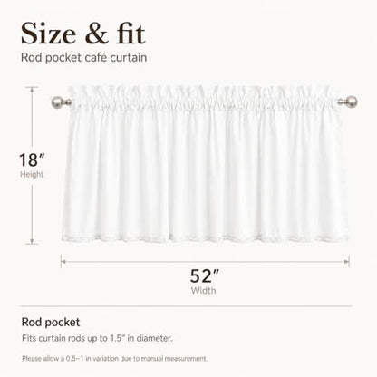 White Cotton Crochet Edge Window Valance, 18" L x 52" W, 2 Panels - color: White, size: 18"L x 52"W (Pack of 2)