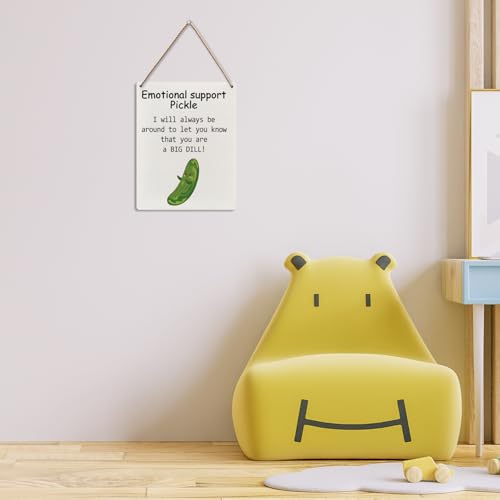 Inspirational Wall Decor - Funny Emotional Support Pickle Motivational Wall Art Wood Hanging Sign - Nursery Kids Room Bedroom Classroom 8x10 Inch - color: Emotional Support