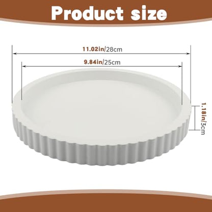 White Round Wood Tray, 11 in Fluted Vanity Tray - color: White
