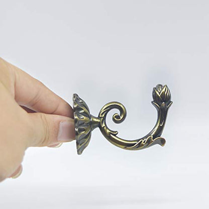 Ailejia 1Pair Curtain Holdbacks Metal Wall Mounted Curtain Tiebacks Solid Color Simplicity European Crown Hook Design Curtain Holdbacks (Bronze) - color: Bronze