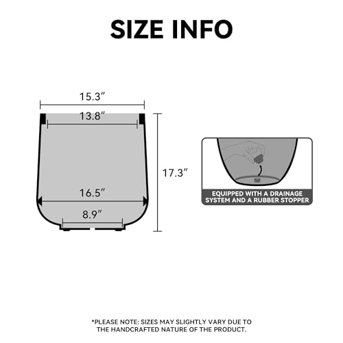 Kante Black Concrete Planter 16.5" Dia All-Weather Round Large Pot - color: Black, size: 16.5” Dia