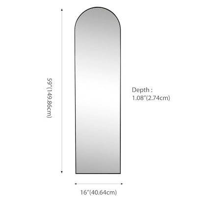 JONATHAN Y Adrian Arched Full Length Mirror 16" x 59" Metal Frame, Black - color: Black