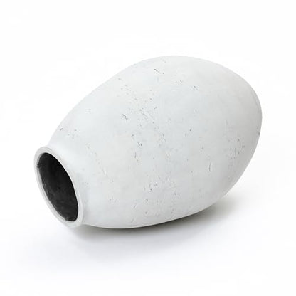 LuxenHome 13" Cement Large Floor Vase, Antique White Rustic Vases - color: White-b, size: 13 Inch
