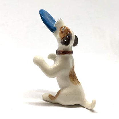 Handmade Ceramic White/Brown Jack Russell Figurine, Shelf Decor