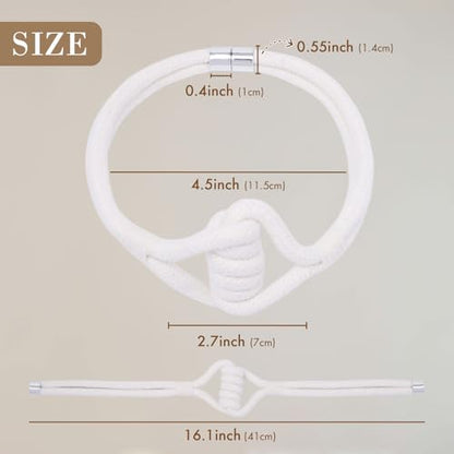 NICEEC 2 Pack Natural Cotton Rope Curtain Tiebacks Elegant Boho Style Magnetic Drape Tie Backs Soft Hand-Woven Rope Curtain Holdbacks for Home & Office Drapery (Cotton knot-03) - color: Cotton Knot-03, size: 2 Pack