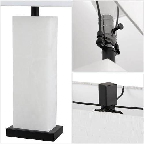 JONATHAN Y Tiggie 27" Alabaster Table Lamp, White Alabaster/Black - color: White Alabaster/Black