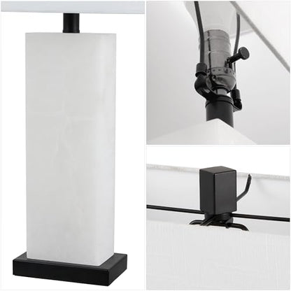 JONATHAN Y Tiggie 27" Alabaster Table Lamp, White Alabaster/Black - color: White Alabaster/Black