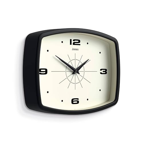 JONES CLOCKS® Movie wall Clock | Rectangular Retro Clock | 10" | Black - color: Black