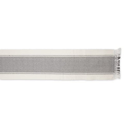 DII Dobby Stripe Table Runner, 13x72 Cool Gray & Cream Background - color: Cool Gray, size: 13x72"