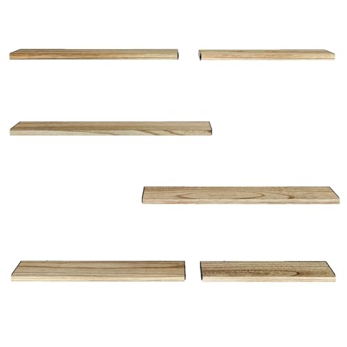 Amada Solid Paulownia Wood Wall Shelves, Large Size, 6 Pcs, Natural Wood - color: Wooden, size: Large
