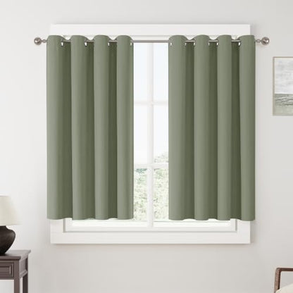 ChrisDowa Sage Green Blackout Curtains 45 Inches Long 2 Panels for Bedroom - color: Sage Green, size: 52"W x 45"L (Pack of 2)