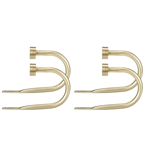 Premium Curtain Holdback, Quality Metal Decorative Curtain Holdbacks with Zinc Alloy Cap Finials,Rust-Proof, Set of 4 Window Curtain Holdbacks,Brass - color: 2pcs- Brass