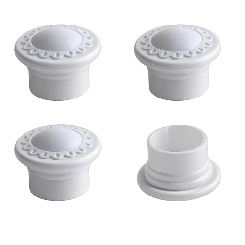 4 Pack Curtain Rod Finials for 1.1 Inch / 28mm Rods - Plastic Curtain Rod Ends Cap, Modern Decorative Drapery Pole End Plugs for Home Office Window Hardware (White) - color: White