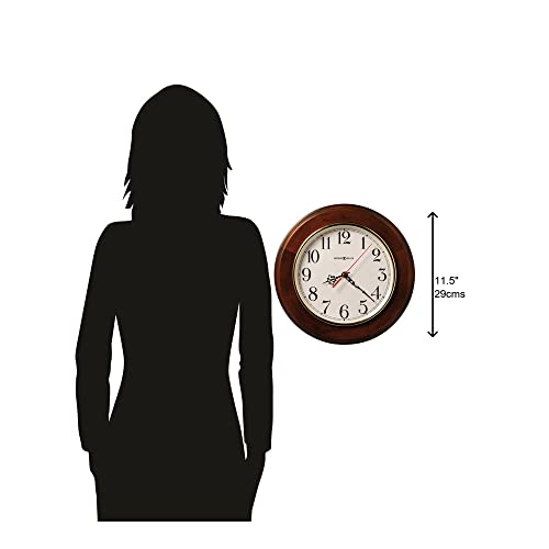 Howard Miller Brentwood Wall Clock – Wood Finish, Brass Bezel, Silent Quartz Movement, Round, Battery Operated, Home or Office Decor