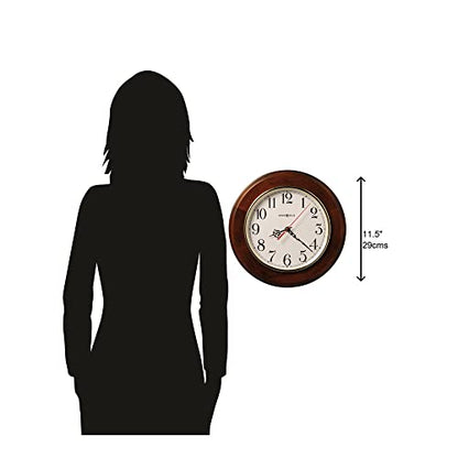 Howard Miller Brentwood Wall Clock – Wood Finish, Brass Bezel, Silent Quartz Movement, Round, Battery Operated, Home or Office Decor