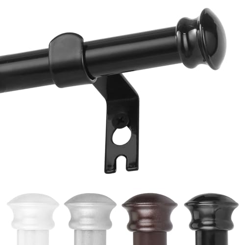 CorkLatta Black Curtain Rods for Windows 30 to 88 Inches with Brackets, Decorative 5/8 Inch Diameter Single Window Curtain Rod Set for Room Divider, Bedroom, Living room, Kitchen, Bathroom - color: Black, size: 30-88"